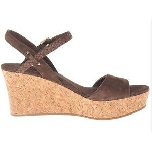 UGG Womens D’ALESSIO Suede Platform Wedge Slingback Sandals Size 9 Brown SP EXC